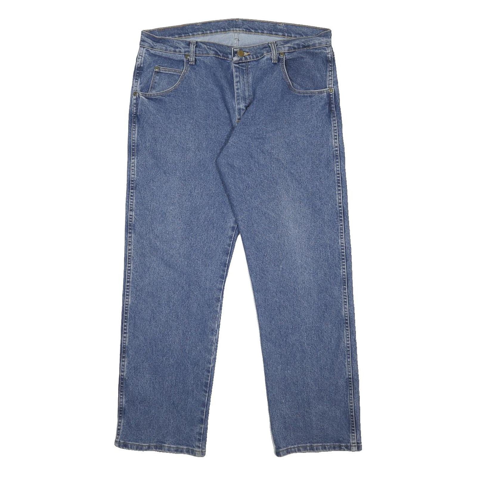 WRANGLER Mens Regular Fit Blue Denim Jeans W34 L30 Classic Zip Cotton Blend