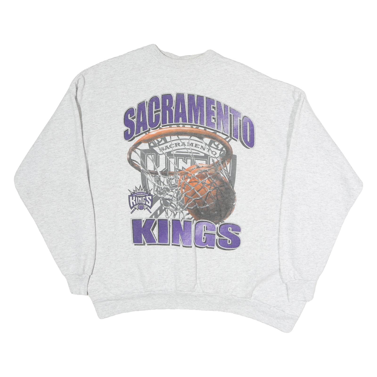 TULTEX Womens Grey Sacramento Kings Crew Neck XL Basketball Sweatshirt