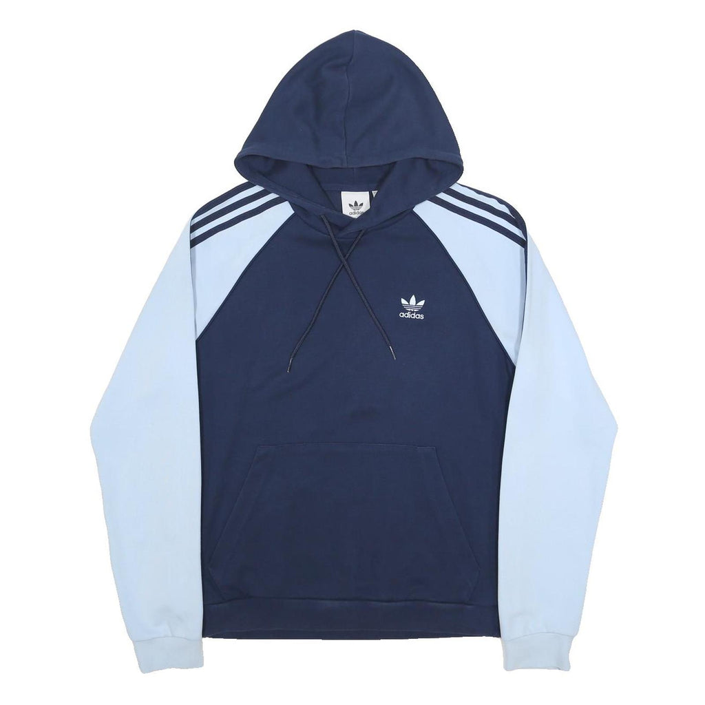 ADIDAS Mens Navy & Light Blue Hoodie S Trefoil Logo Pullover Casual Sportswear