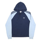 ADIDAS Mens Navy & Light Blue Hoodie S Trefoil Logo Pullover Casual Sportswear