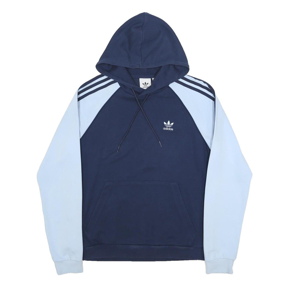 ADIDAS Mens Navy & Light Blue Hoodie S Trefoil Logo Pullover Casual Sportswear
