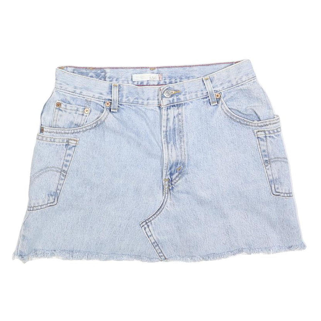 LEVI'S Womens Blue Denim Mini Skirt Cotton Raw Hem Pockets Size M