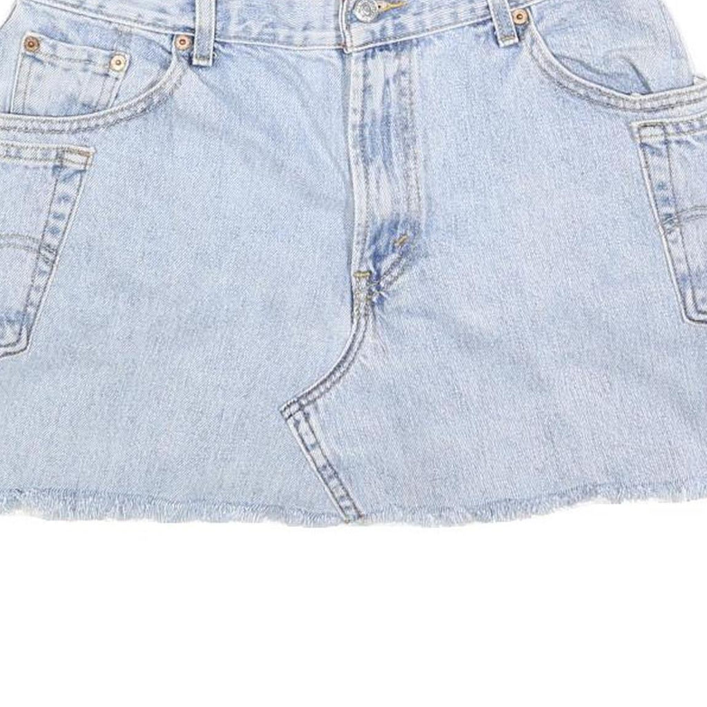 LEVI'S Womens Blue Denim Mini Skirt Cotton Raw Hem Pockets Size M