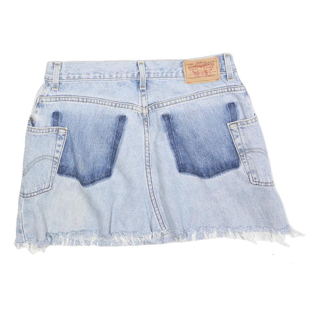 LEVI'S Womens Blue Denim Mini Skirt Cotton Raw Hem Pockets Size M