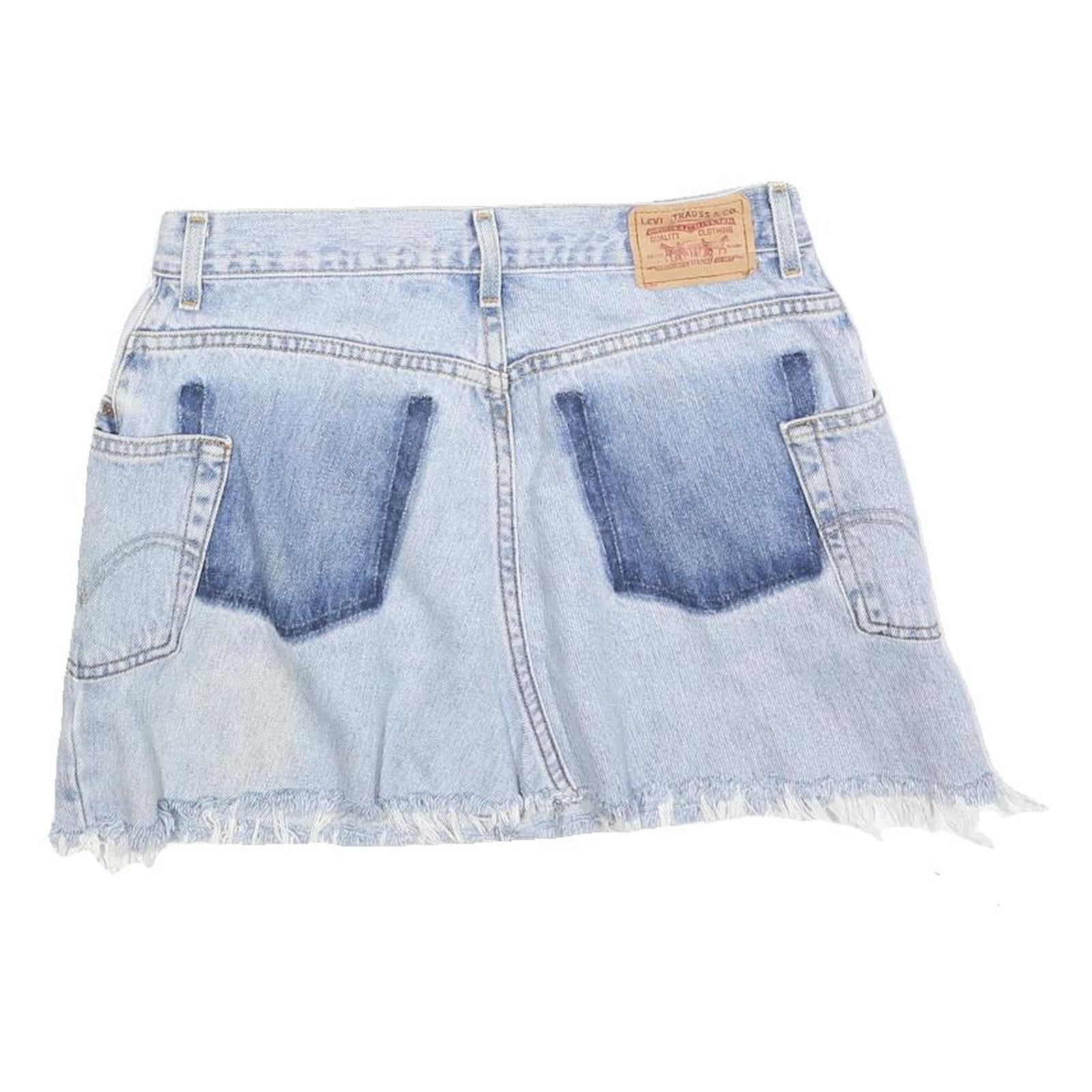 LEVI'S Womens Blue Denim Mini Skirt Cotton Raw Hem Pockets Size M