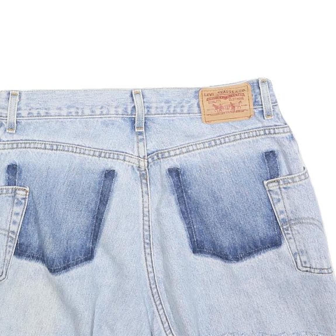 LEVI'S Womens Blue Denim Mini Skirt Cotton Raw Hem Pockets Size M
