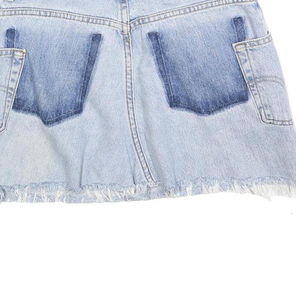 LEVI'S Womens Blue Denim Mini Skirt Cotton Raw Hem Pockets Size M