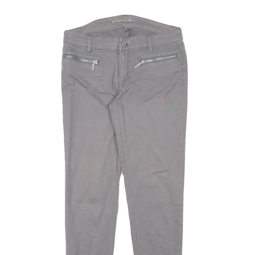 MICHAEL KORS Womens Cotton Blend Grey Slim Skinny Trousers W28 L29 Zip Pocketed