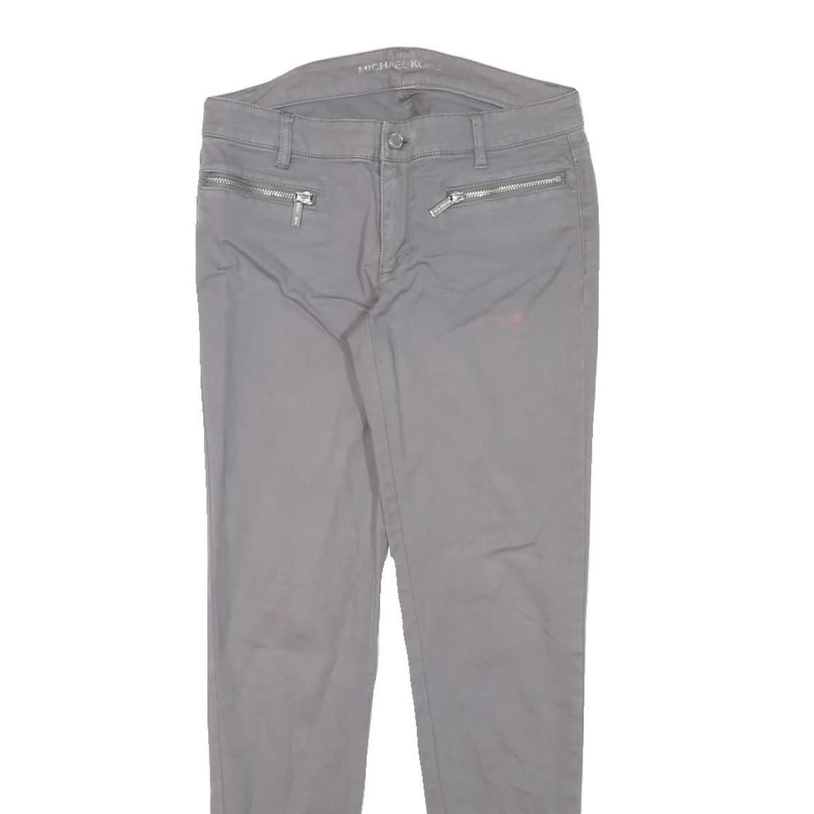 MICHAEL KORS Womens Cotton Blend Grey Slim Skinny Trousers W28 L29 Zip Pocketed