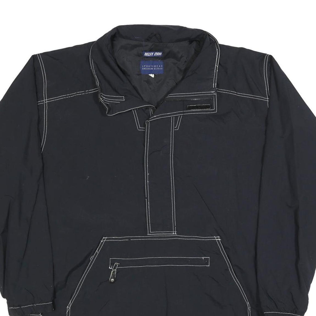 DELFY 1000 Mens Black Zip Up Jacket M Polyester Blend Outdoor Casual Lightweight