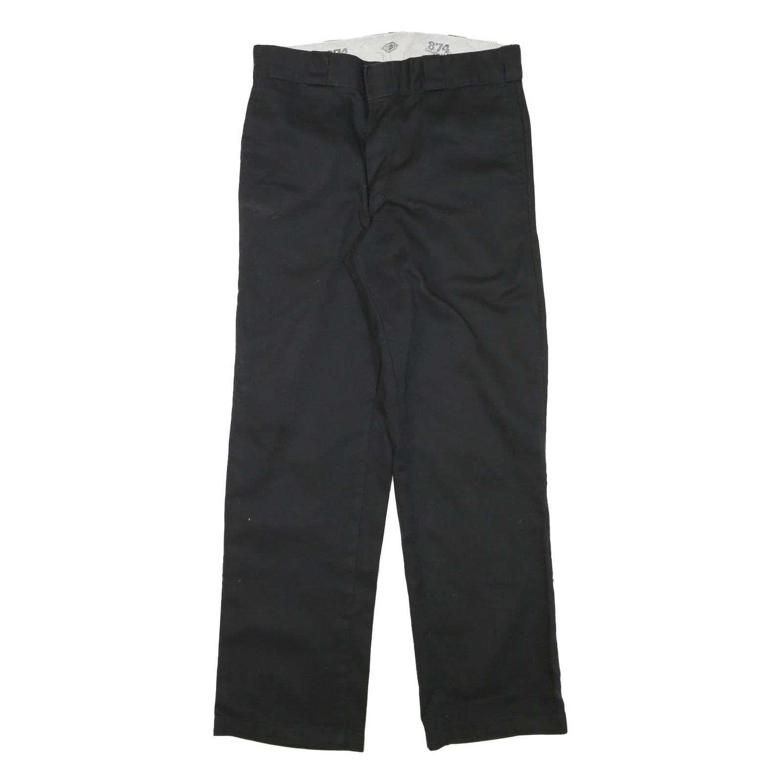 DICKIES Mens Cotton Blend Black Regular Straight Trousers W31 L29 Workwear