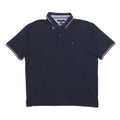 TOMMY HILFIGER Mens Navy Blue Short Sleeve Polo Shirt 2XL Classic Cotton Blend