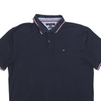 TOMMY HILFIGER Mens Navy Blue Short Sleeve Polo Shirt 2XL Classic Cotton Blend