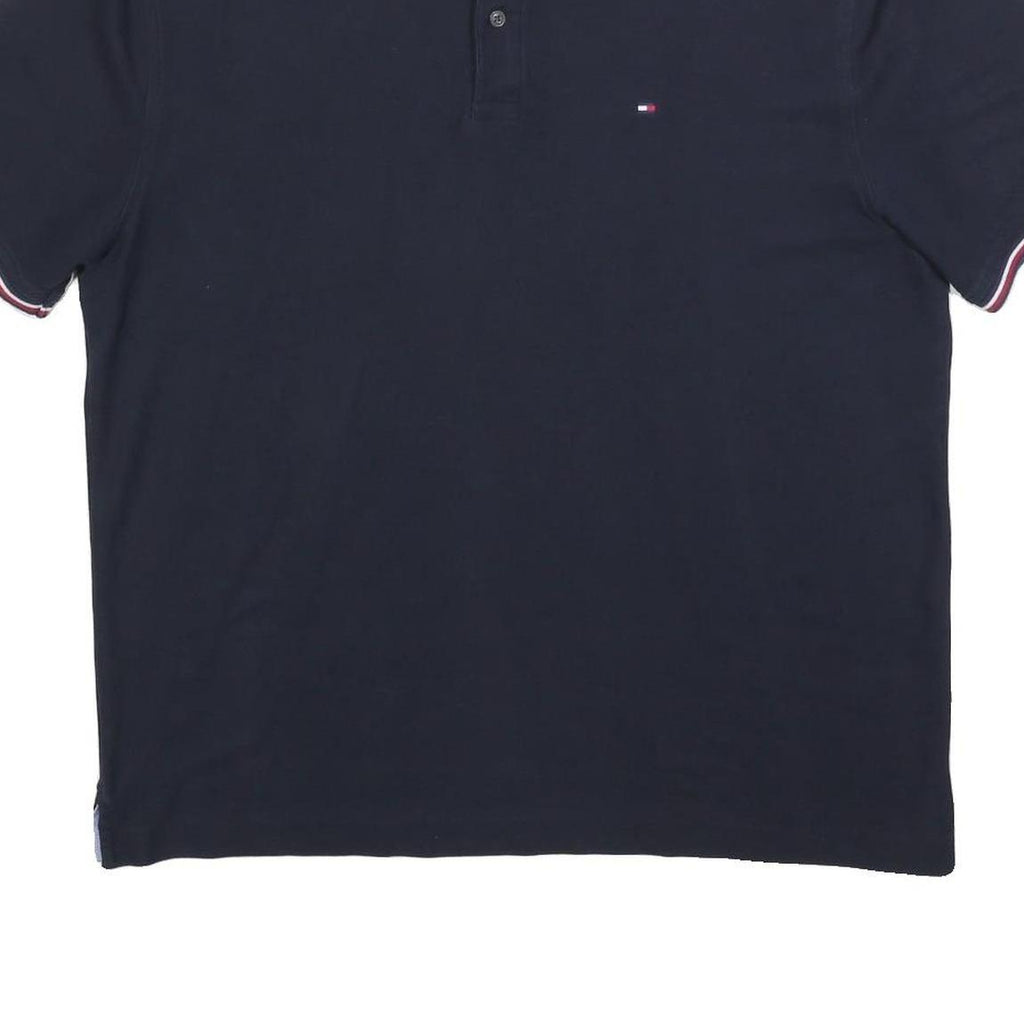 TOMMY HILFIGER Mens Navy Blue Short Sleeve Polo Shirt 2XL Classic Cotton Blend