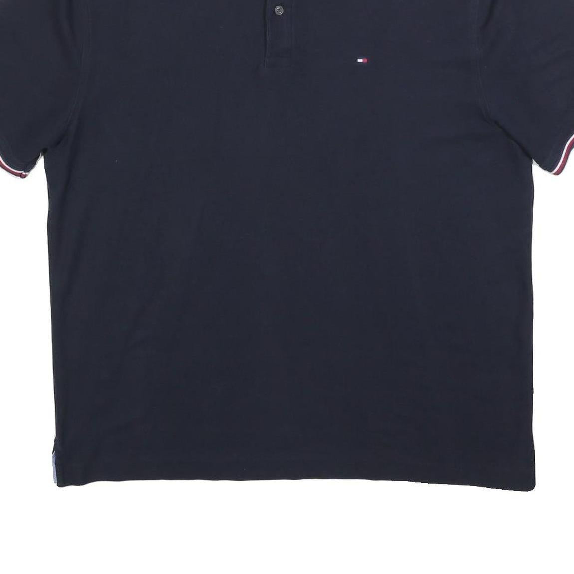 TOMMY HILFIGER Mens Navy Blue Short Sleeve Polo Shirt 2XL Classic Cotton Blend
