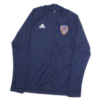 ADIDAS Mens Navy Blue Soccer Track Jacket M Polyester Zip Plain Sportswear
