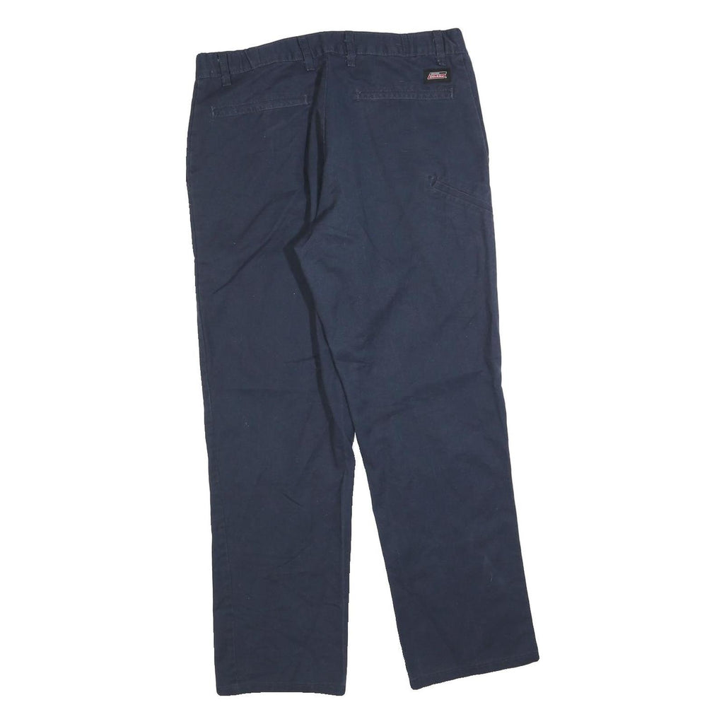 DICKIES Mens Regular Navy Blue Cotton Blend Straight Trousers W32 L30 Workwear