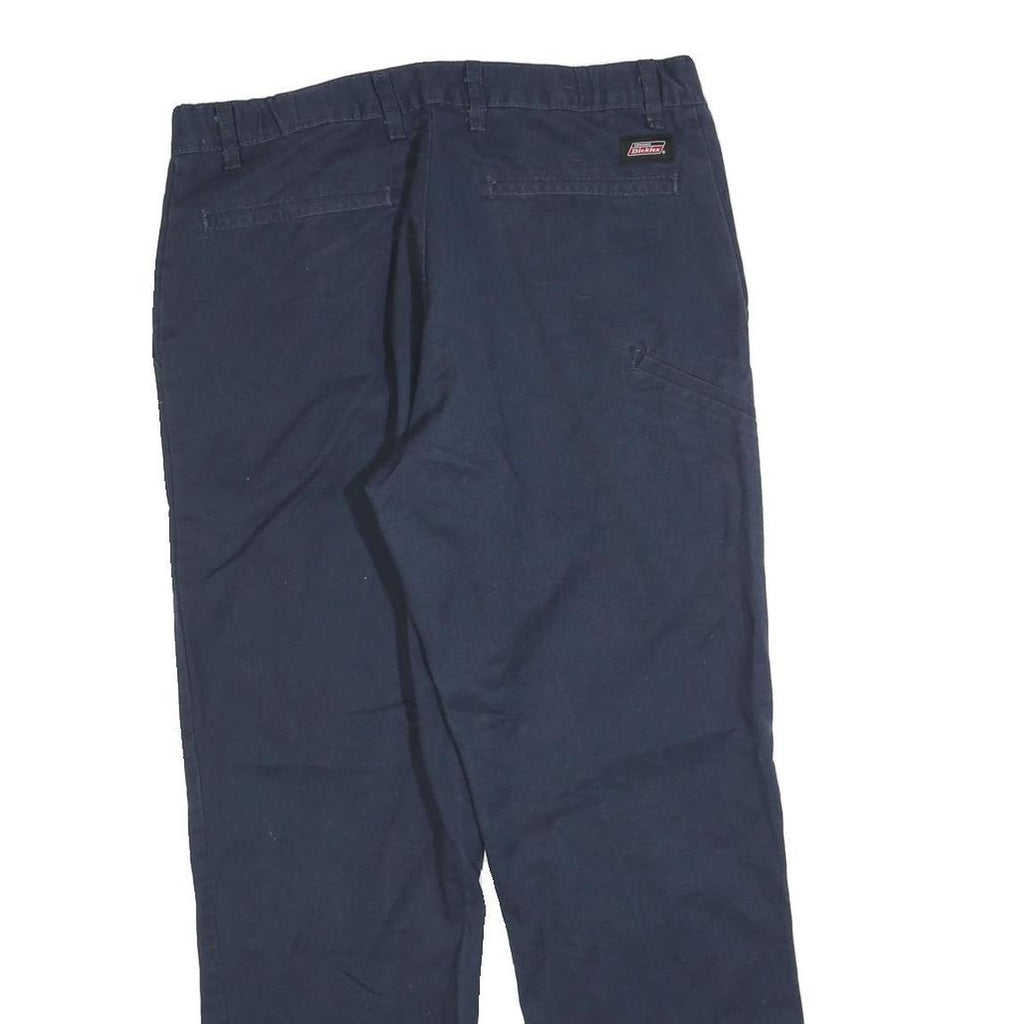 DICKIES Mens Regular Navy Blue Cotton Blend Straight Trousers W32 L30 Workwear