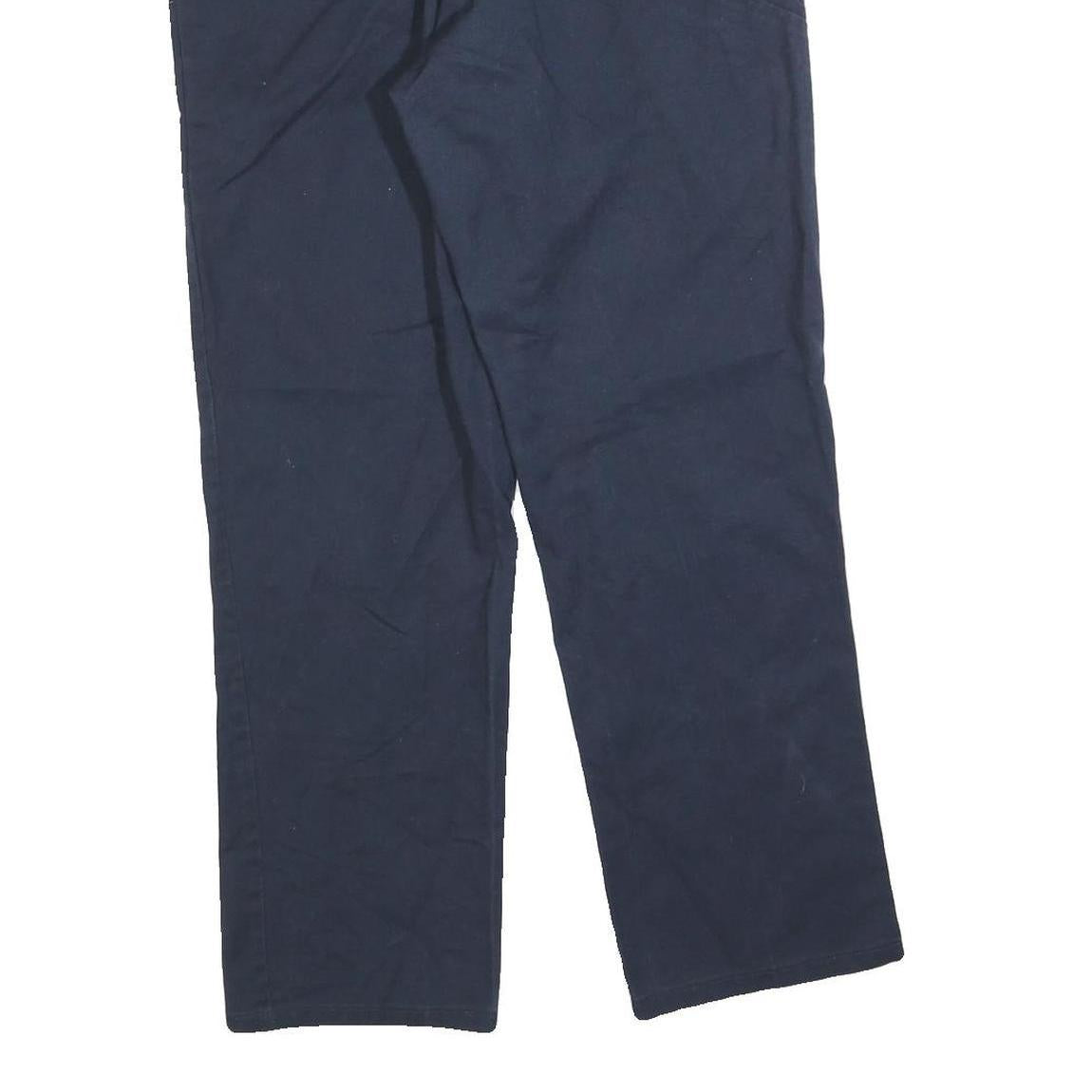 DICKIES Mens Regular Navy Blue Cotton Blend Straight Trousers W32 L30 Workwear