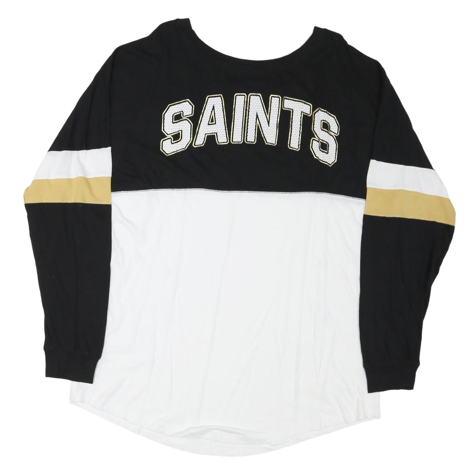 NFL Mens Black & White New Orleans Saints Long Sleeve Crew Neck 2XL Shirt