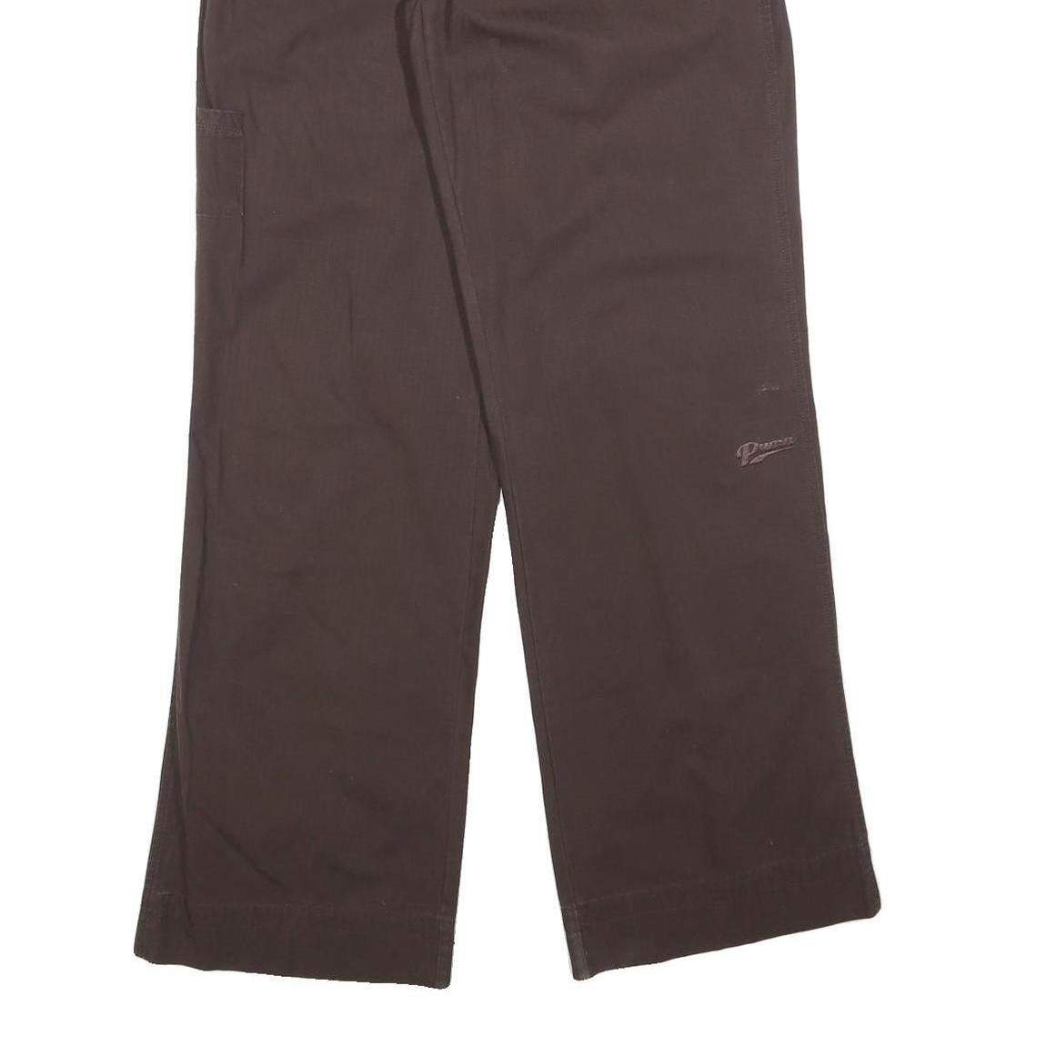 PUMA Womens Brown Cotton Blend Regular Fit Wide-Leg Trousers W32 L34 Comfortable
