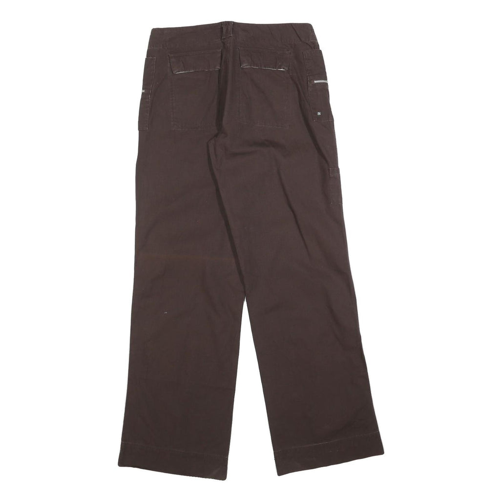 PUMA Womens Brown Cotton Blend Regular Fit Wide-Leg Trousers W32 L34 Comfortable