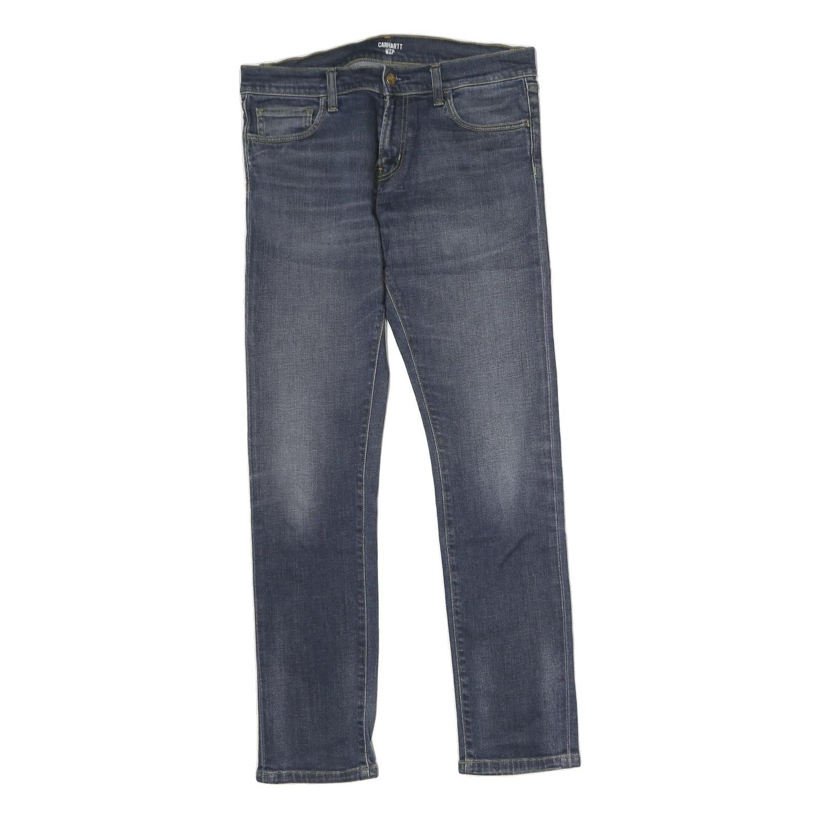 CARHARTT WIP Mens Jeans Blue Regular Straight Denim Medium W32 L29 Zip Cotton