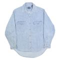 GAP Mens Light Blue Denim Shirt S Button Pocket Casual Cotton Blend