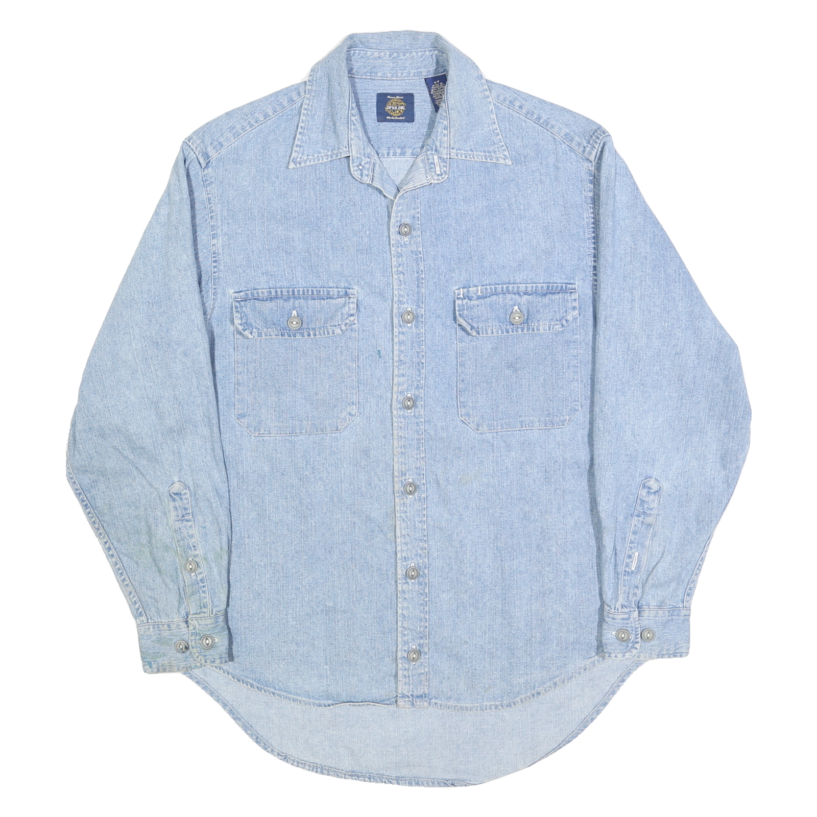 GAP Mens Light Blue Denim Shirt S Button Pocket Casual Cotton Blend