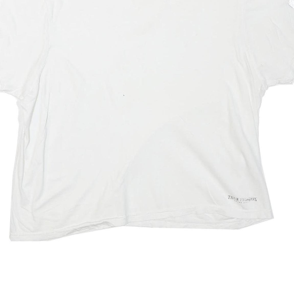 TRUE RELIGION Womens White Graphic T-Shirt L Short Sleeve Crew Neck Logo