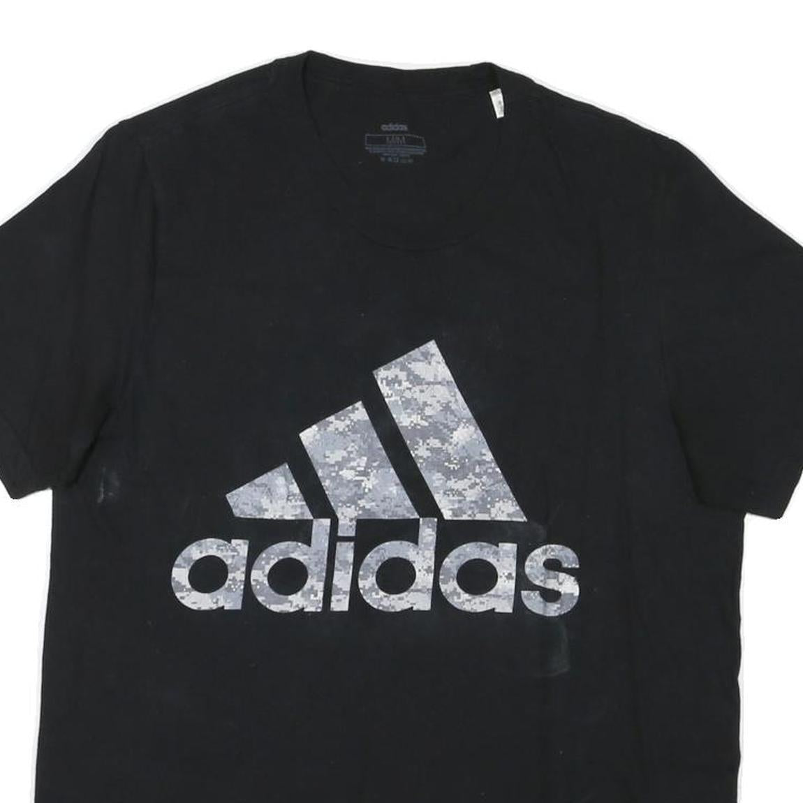 ADIDAS Mens Black Classic Graphic T-Shirt M Short Sleeve Crew Neck Cotton Blend