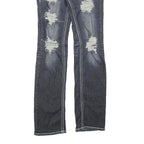 MACHINE Womens Regular Fit Blue Denim Distressed Straight Jeans W32 L32 Stylish