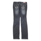MACHINE Womens Regular Fit Blue Denim Distressed Straight Jeans W32 L32 Stylish