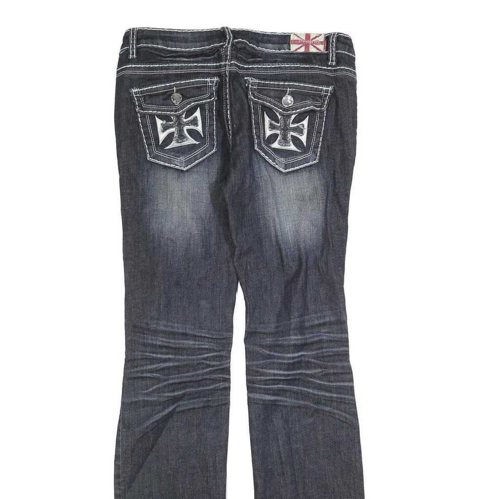 MACHINE Womens Regular Fit Blue Denim Distressed Straight Jeans W32 L32 Stylish