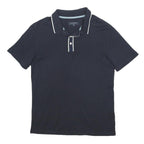 TED BAKER Mens Black Short Sleeve Plain Polo Shirt S Cotton Button Collar