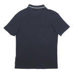 TED BAKER Mens Black Short Sleeve Plain Polo Shirt S Cotton Button Collar