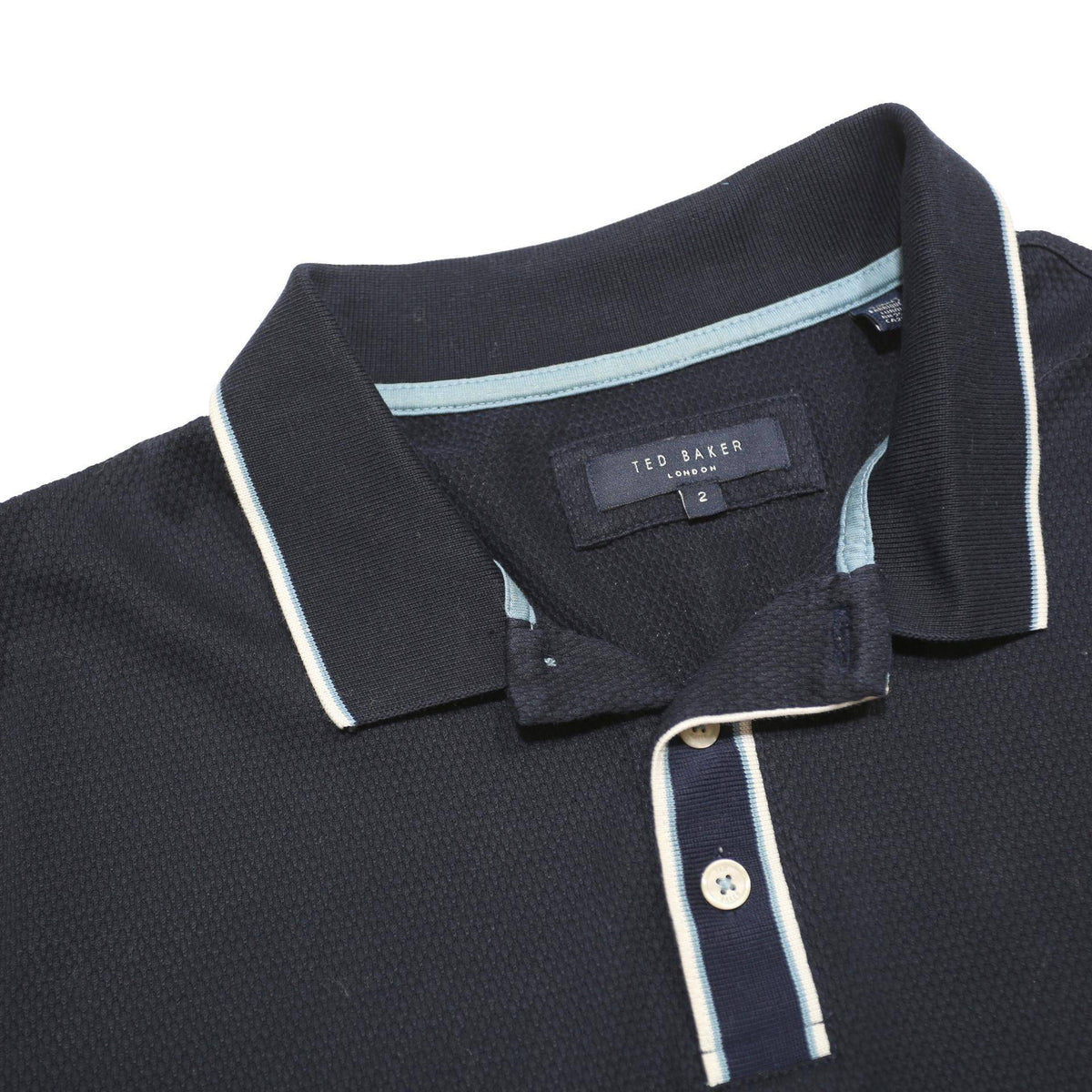 TED BAKER Mens Black Short Sleeve Plain Polo Shirt S Cotton Button Collar