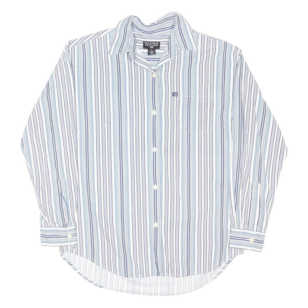 RALPH LAUREN POLO JEANS COMPANY Mens Blue White Striped Shirt M Cotton Blend