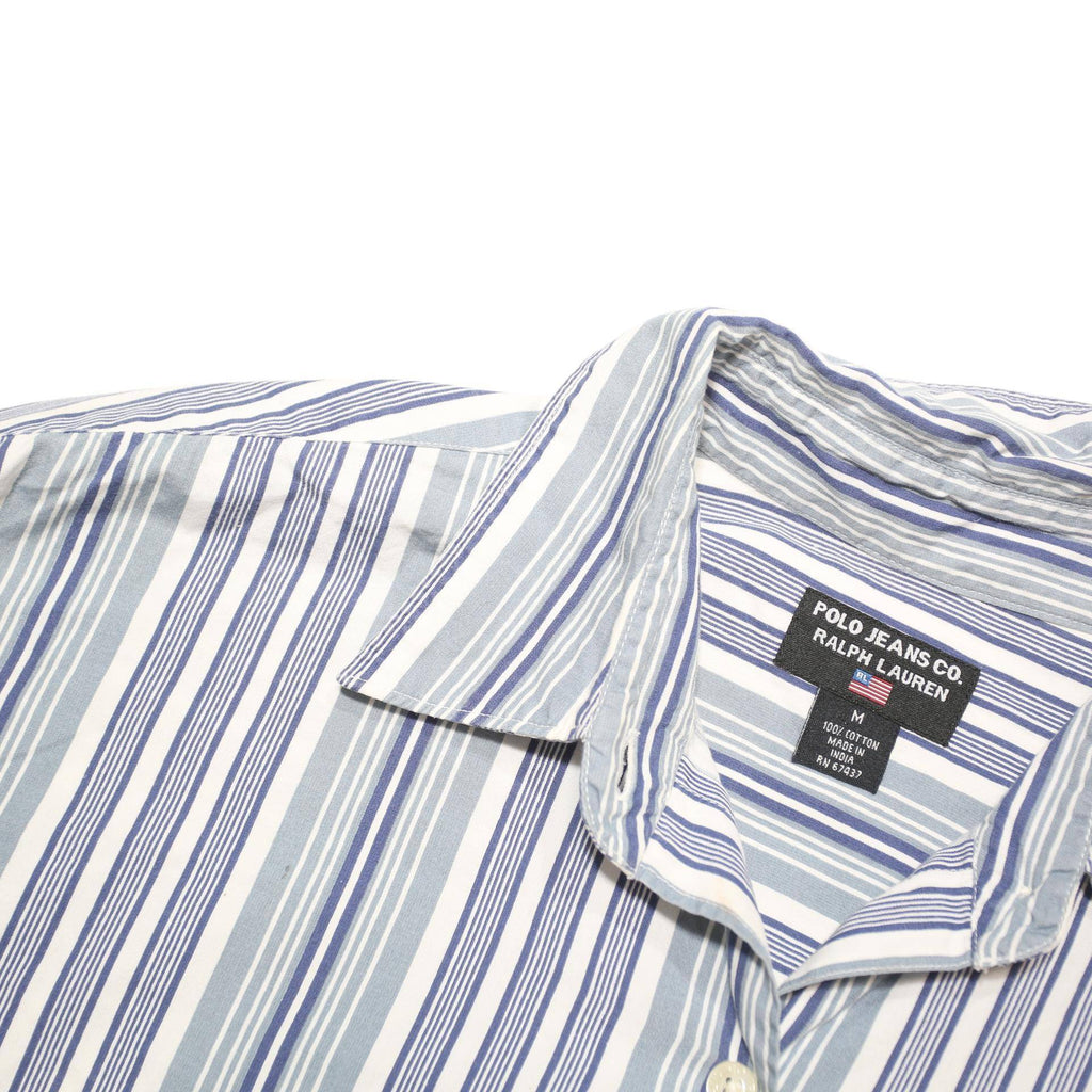 RALPH LAUREN POLO JEANS COMPANY Mens Blue White Striped Shirt M Cotton Blend