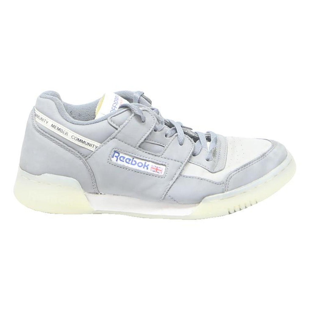 REEBOK Workout Plus Womens Leather Grey White UK 5 Classic Trainers Footwear