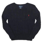 POLO RALPH LAUREN Boys Navy Blue Cable Knit Crew Neck Jumper Cotton 6Y