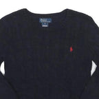 POLO RALPH LAUREN Boys Navy Blue Cable Knit Crew Neck Jumper Cotton 6Y