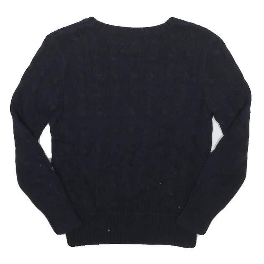 POLO RALPH LAUREN Boys Navy Blue Cable Knit Crew Neck Jumper Cotton 6Y