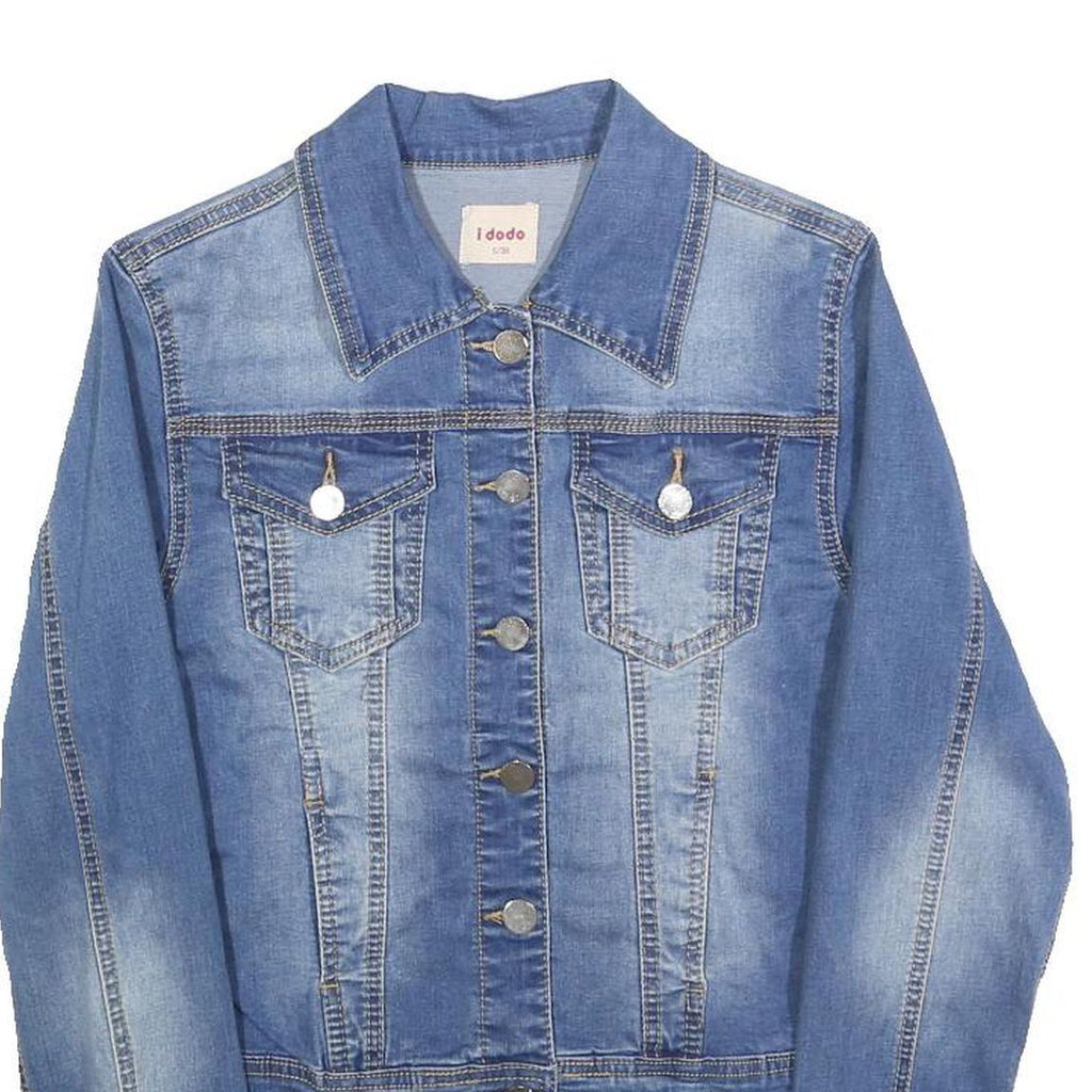 I DODO Womens Blue Denim Jacket S Cotton Blend Button Closure Classic Fit Casual