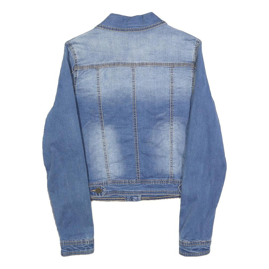 I DODO Womens Blue Denim Jacket S Cotton Blend Button Closure Classic Fit Casual