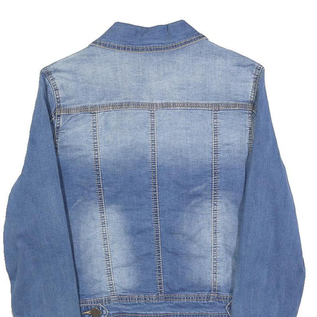 I DODO Womens Blue Denim Jacket S Cotton Blend Button Closure Classic Fit Casual