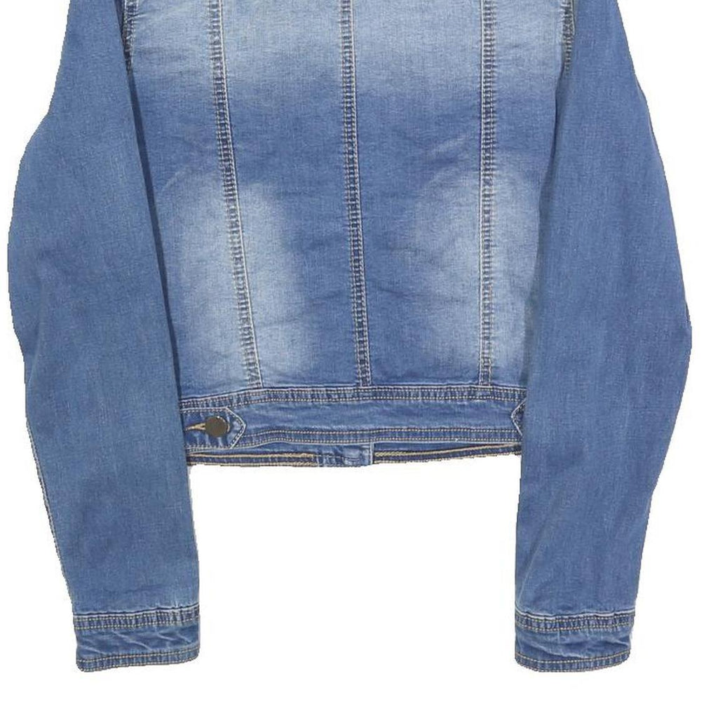 I DODO Womens Blue Denim Jacket S Cotton Blend Button Closure Classic Fit Casual