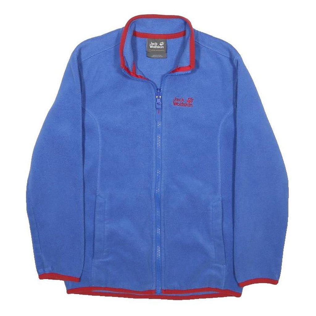 JACK WOLFSKIN Boys Blue Red Fleece Jacket M Polyester Zip Outdoor Casual