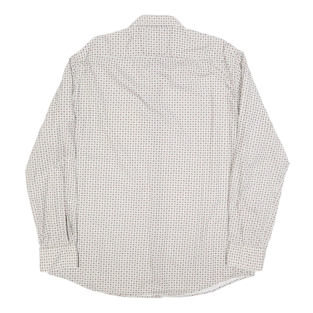 PIERRE BALMAIN Mens White Printed Cotton Blend Shirt XL Stylish Modern Fit