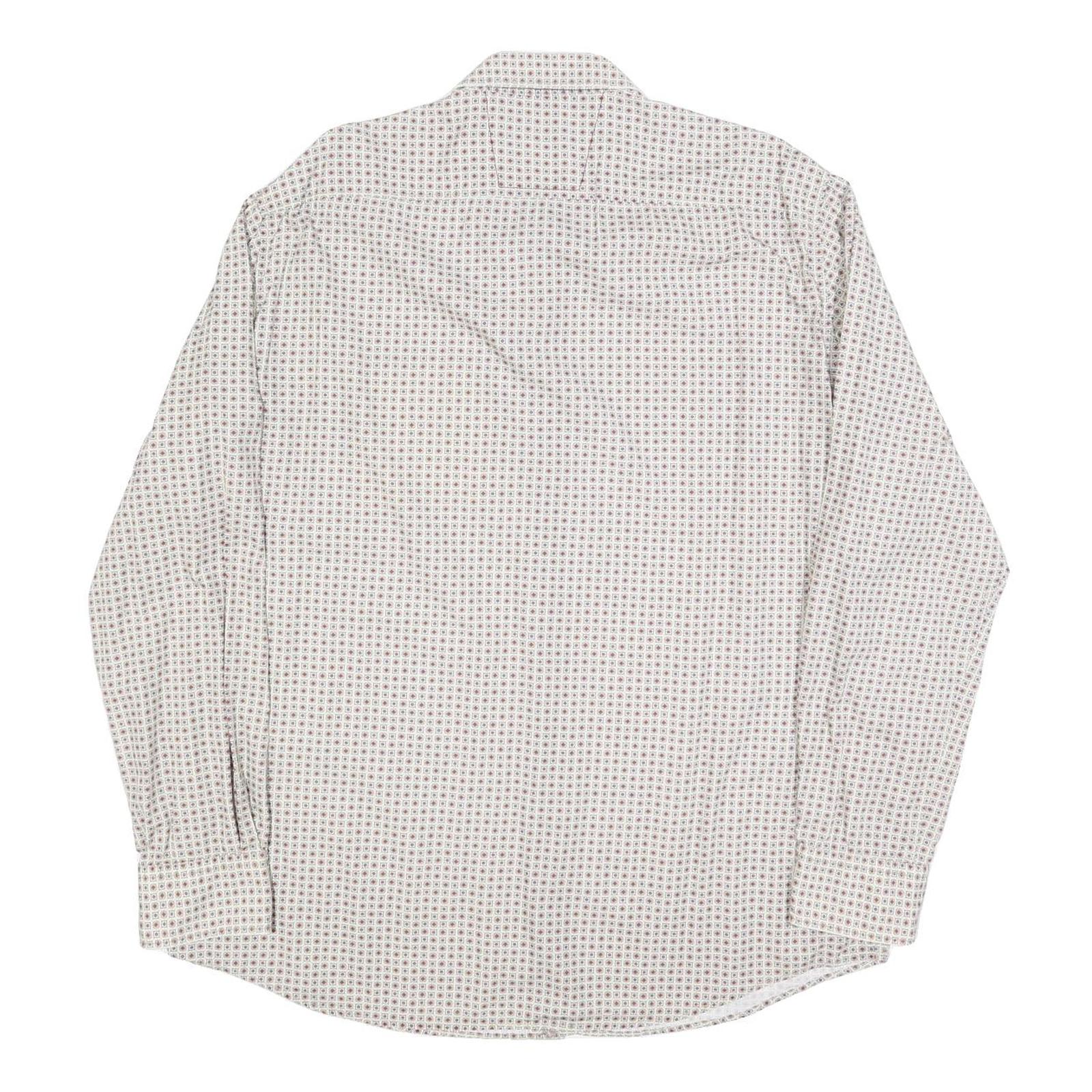 PIERRE BALMAIN Mens White Printed Cotton Blend Shirt XL Stylish Modern Fit